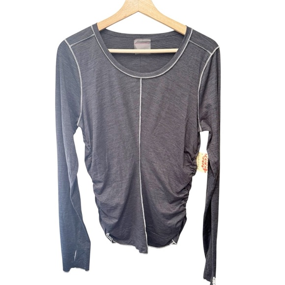 NWT Free People FP Movement Gray Right On Run Long Sleeve Top, Size Large - Picture 2 of 11